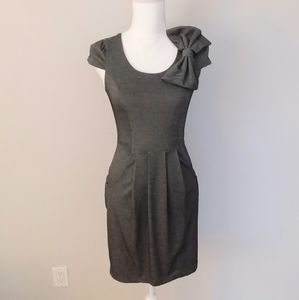 Charlotte Russe Grey Tweed Dress with Shoulder Bow